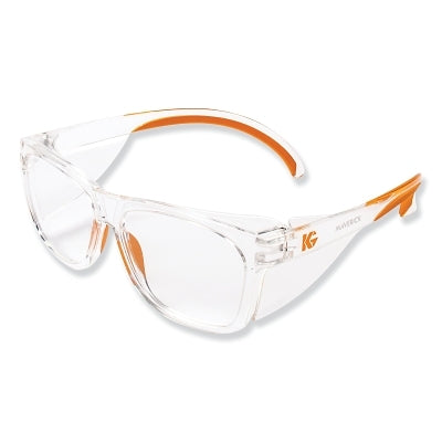 Kimberly-Clark KleenGuard™ Maverick™ Safety Glasses, Clear Anti-Fog/Scratch Lens, Clear/Orange Frame (412-49301)