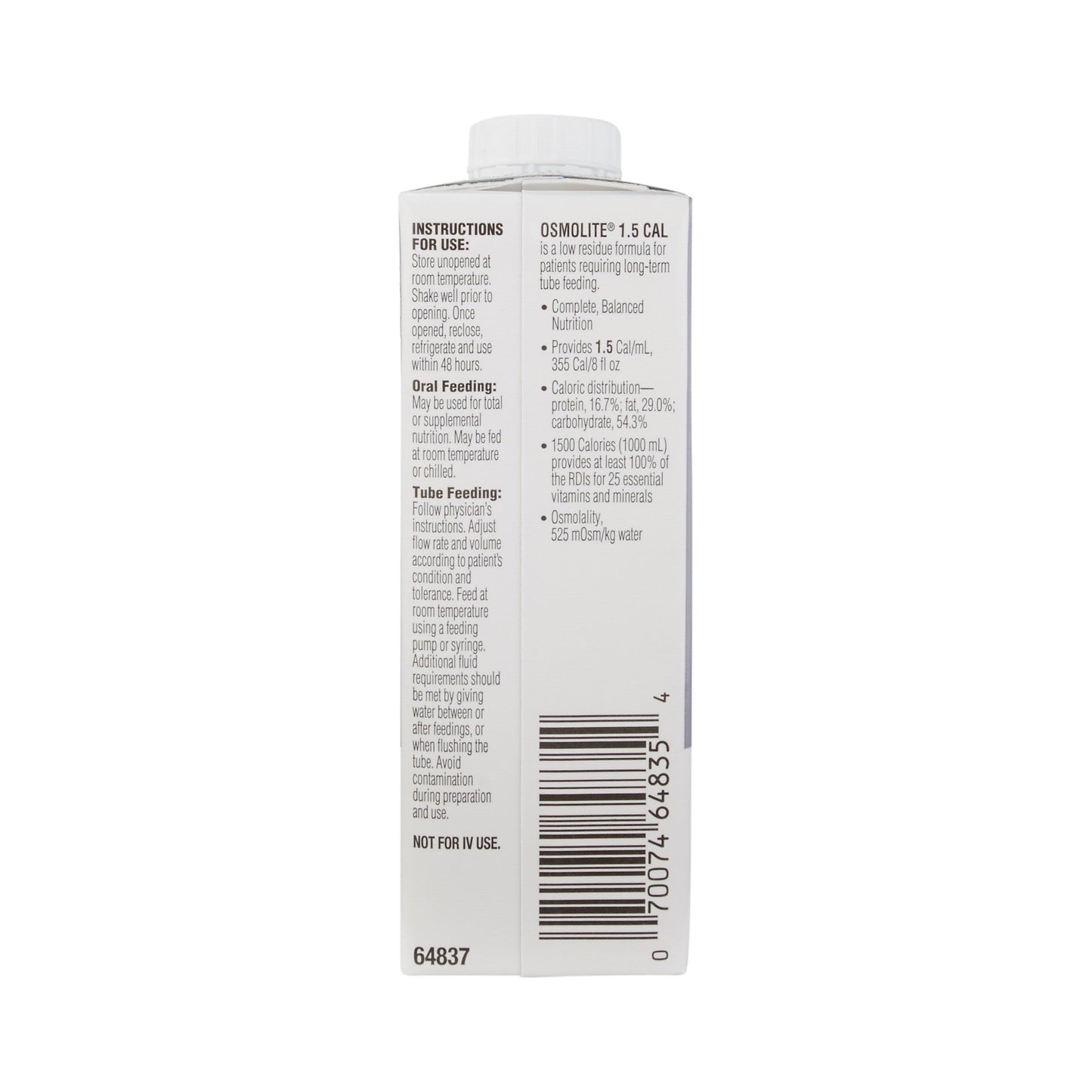 Osmolite® 1.5 Cal Tube Feeding Formula Unflavored Liquid 8 oz. Reclosable Carton (1048225_CS)