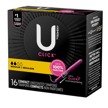 U by Kotex® Click® Tampon Regular Absorbency Plastic Applicator Individually Wrapped (1184198_CS)