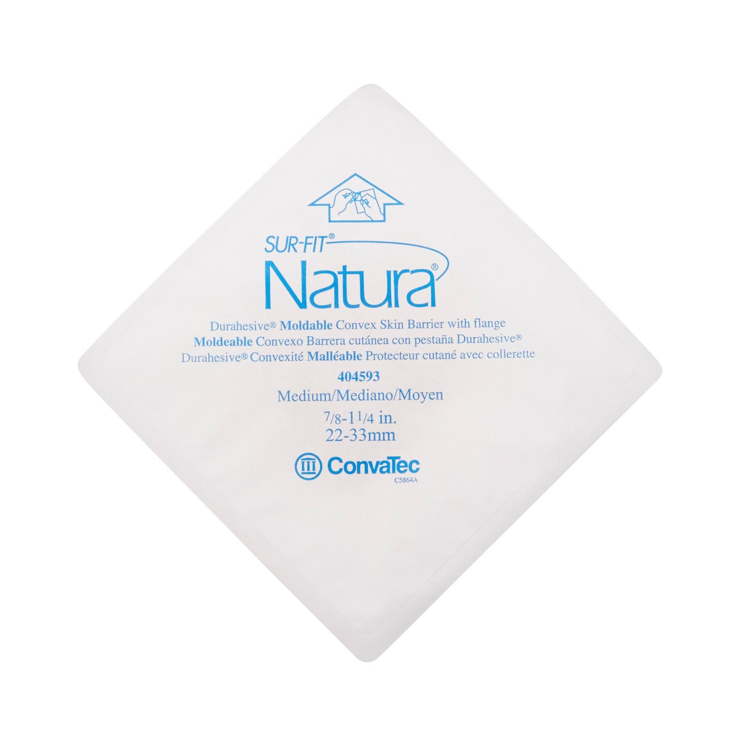 Sur-Fit Natura® Durahesive® Ostomy Barrier Moldable, Extended Wear Acrylic Tape 45 mm Flange Sur-Fit Natura® System Hydrocolloid 7/8 to 1-1/4 Inch Opening 4-1/2 X 4-1/2 Inch (461894_BX)