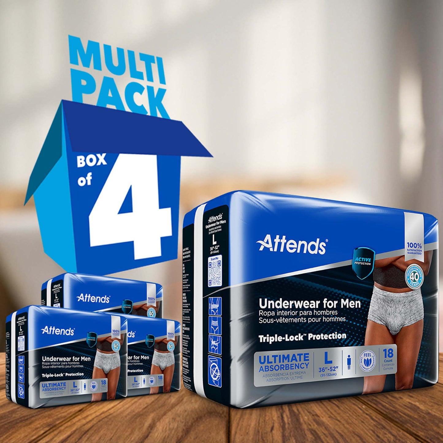 Attends® For Men Male Adult Absorbent Underwear Pull On with Tear Away Seams Large Disposable Heavy Absorbency (1039114_BG)