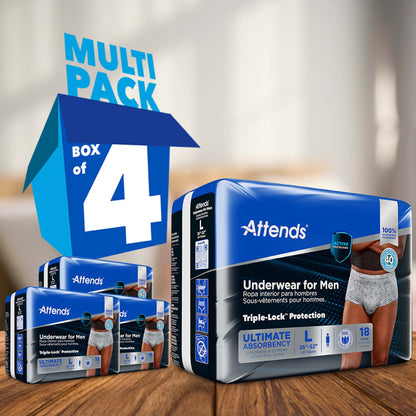 Attends® For Men Male Adult Absorbent Underwear Pull On with Tear Away Seams Large Disposable Heavy Absorbency (1039114_BG)