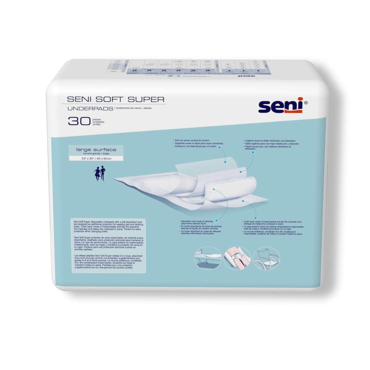 Seni® Soft Super Disposable Underpad 23 X 35 Inch Cellulose Pulp Moderate Absorbency (1163821_CS)