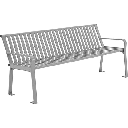 Global Industrial 6' Outdoor Bench with Back, Vertical Steel Slat, Gray (WB694854GYKD)