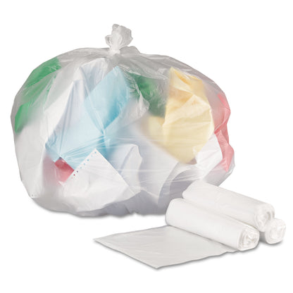Boardwalk® High-Density Can Liners, 33 gal, 9 mic, 33" x 39", Natural, Perforated Roll, 25 Bags/Roll, 20 Rolls/Carton (BWK333912)