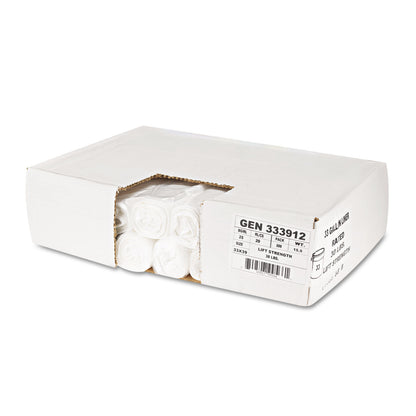 Boardwalk® High-Density Can Liners, 33 gal, 9 mic, 33" x 39", Natural, Perforated Roll, 25 Bags/Roll, 20 Rolls/Carton (BWK333912)