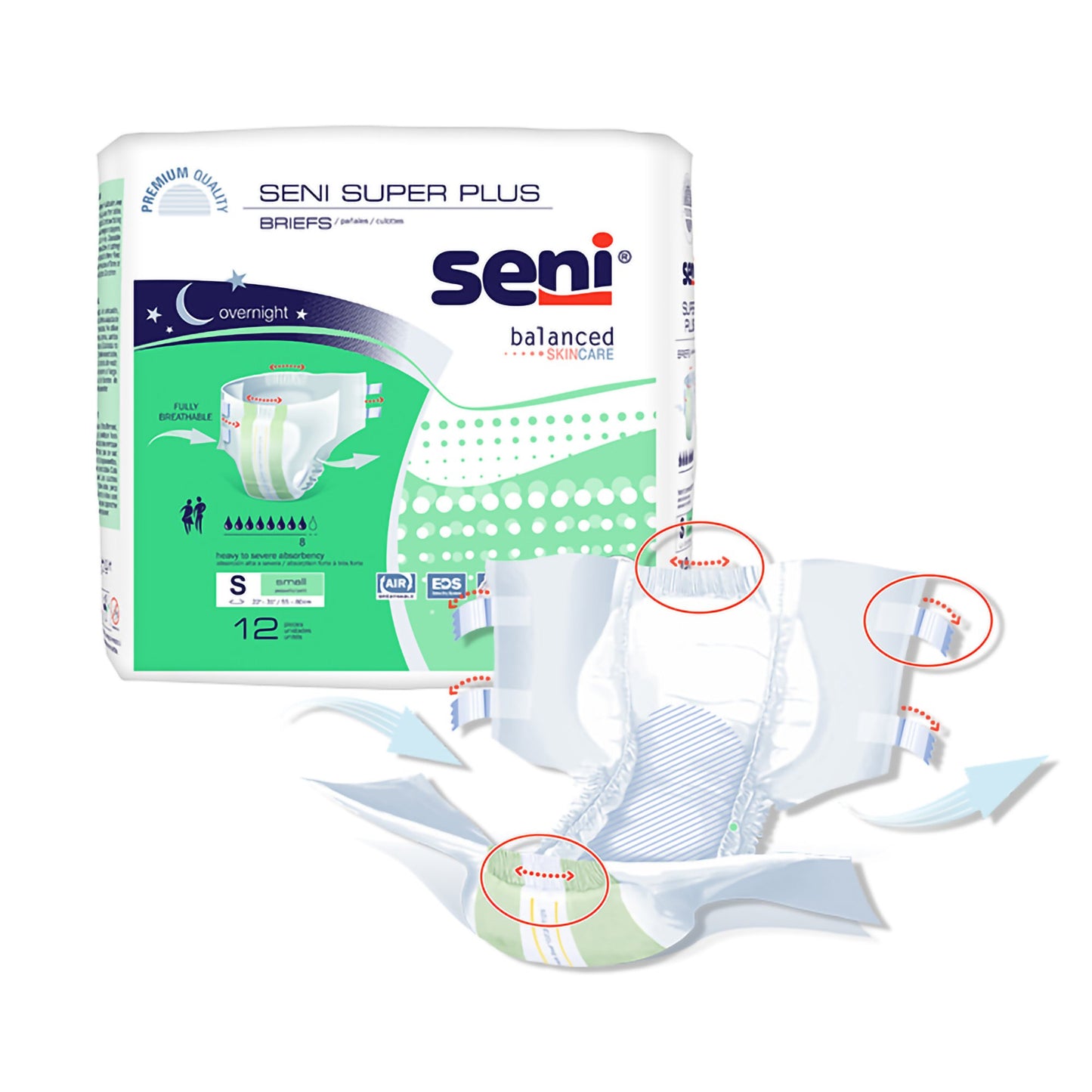 Seni® Super Plus Unisex Adult Incontinence Brief Small Disposable Heavy Absorbency (1163827_PK)