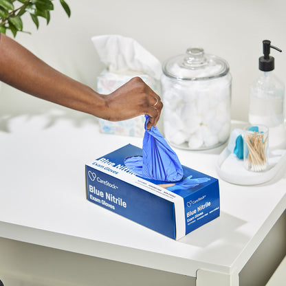CareStock™ Exam Glove Medium NonSterile Nitrile Standard Cuff Length Textured Fingertips Blue Chemo Tested (1230897_CS)