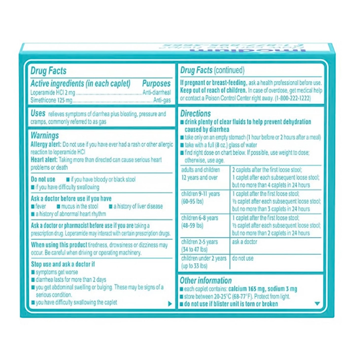 Imodium® Multi-Symptom Anti-Diarrheal 125 mg - 2 mg Strength Caplet 18 per Box (1228787_BX)