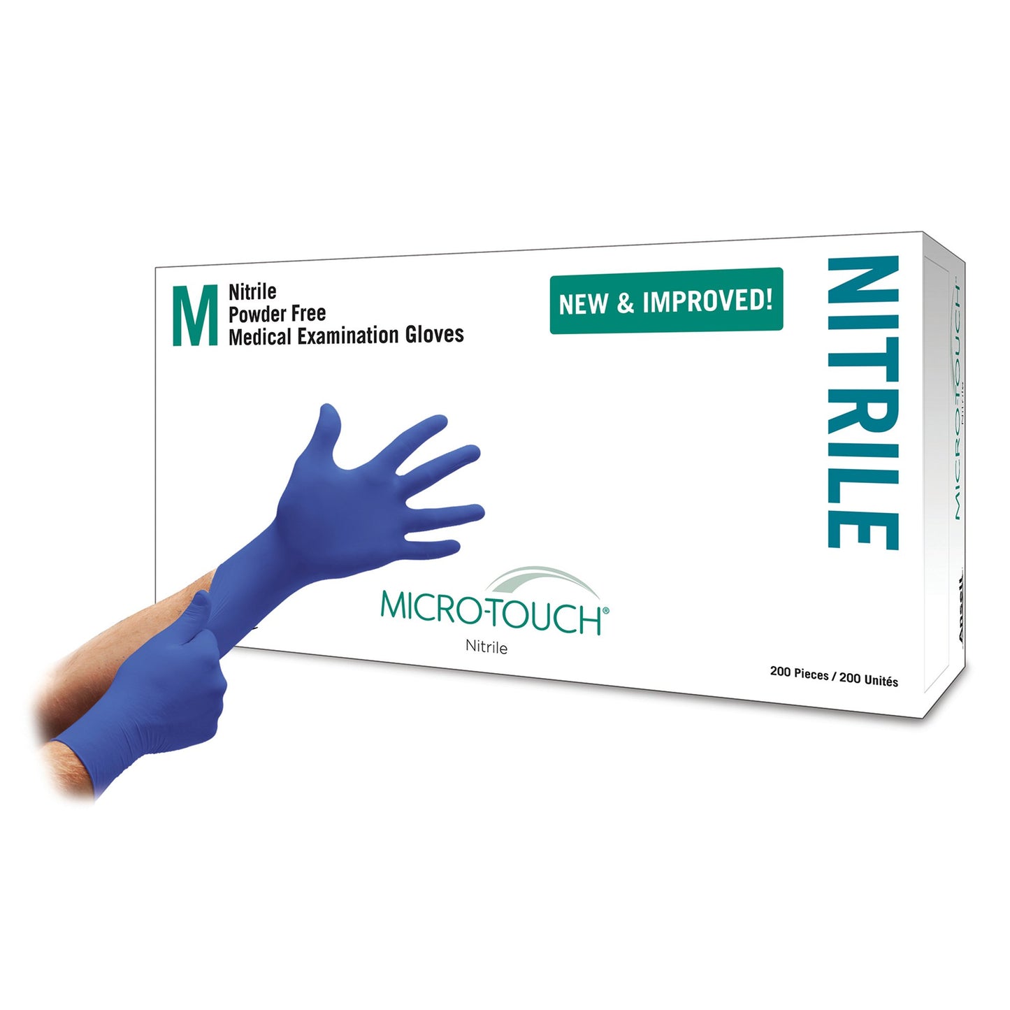 Micro-Touch® Nitrile Exam Glove Medium NonSterile Nitrile Standard Cuff Length Textured Fingertips Blue Chemo Tested (703151_BX)