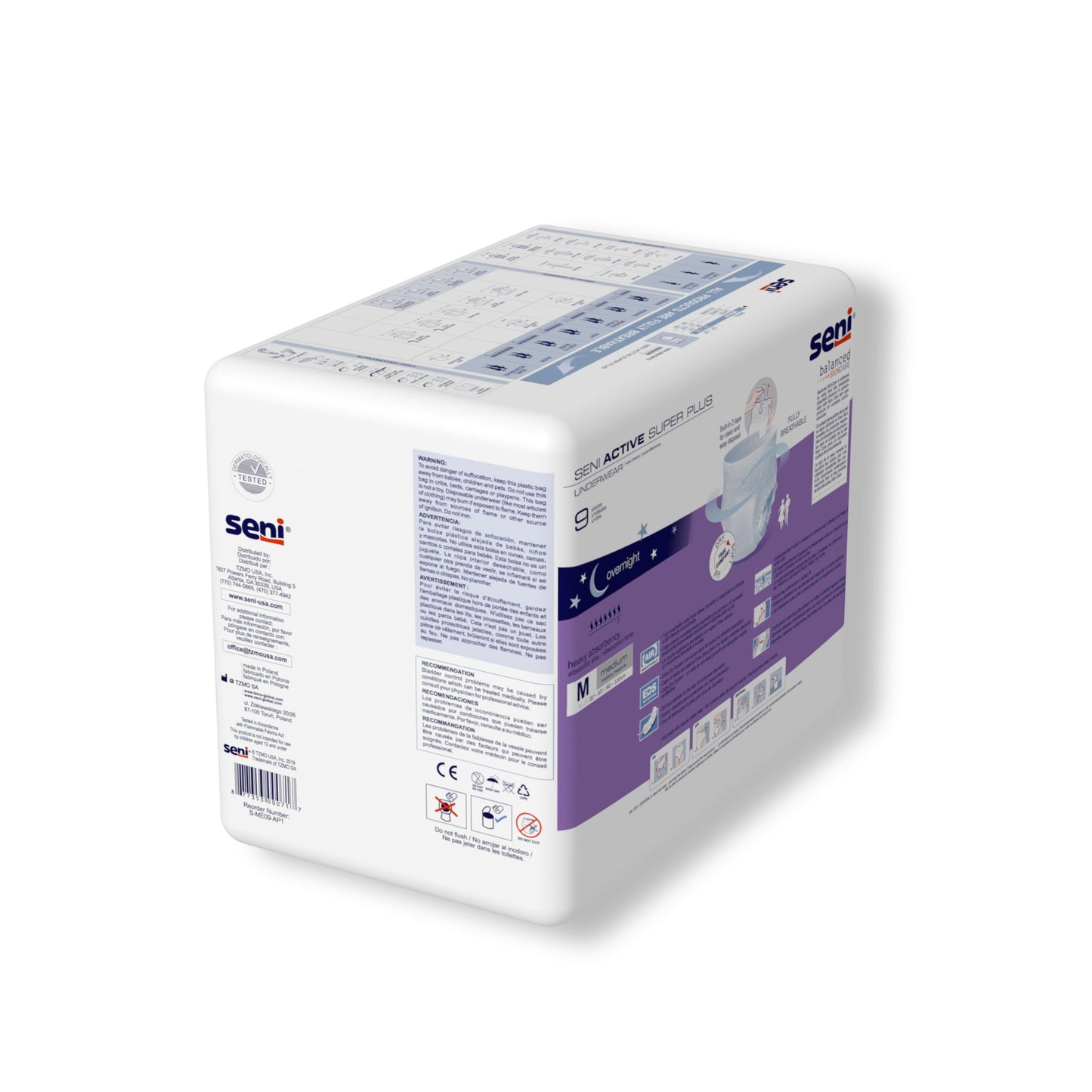 Seni® Active Super Plus Unisex Adult Absorbent Underwear Pull On with Tear Away Seams Medium Disposable Heavy Absorbency (1163818_CS)