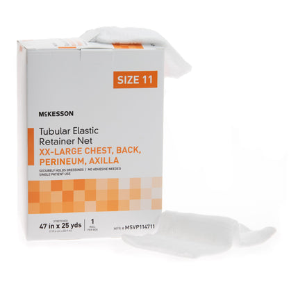 McKesson Elastic Net Retainer Dressing Tubular Elastic 47 Inch X 25 Yard (119.4 cm X 22.9 m) Size 11 White 2X-Large Chest / Back / Perineum / Axilla NonSterile (1113355_BX)