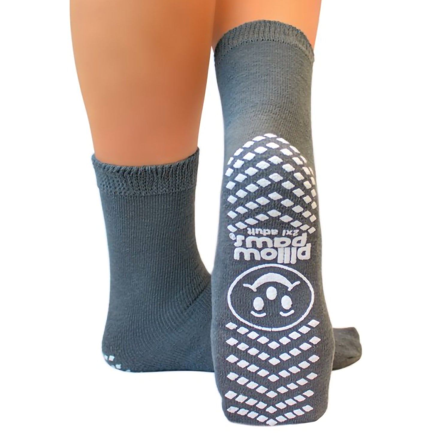 Pillow Paws® Single Imprint Terries™ Slipper Socks Unisex Adult 2X-Large Single Tread Single Patient Use Gray (324812_DZ)