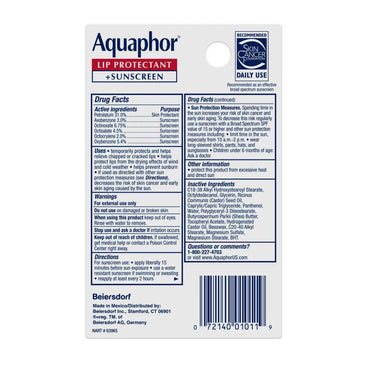 Aquaphor® Lip Protectant + Sunscreen Lip Balm .35 oz. Tube (1231865_CT)