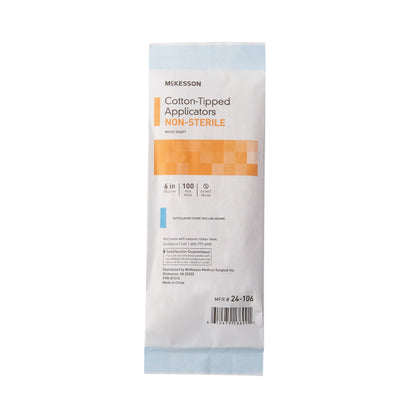 McKesson Swabstick Cotton Tip Wood Shaft 6 Inch NonSterile 100 per Pack (508716_BX)