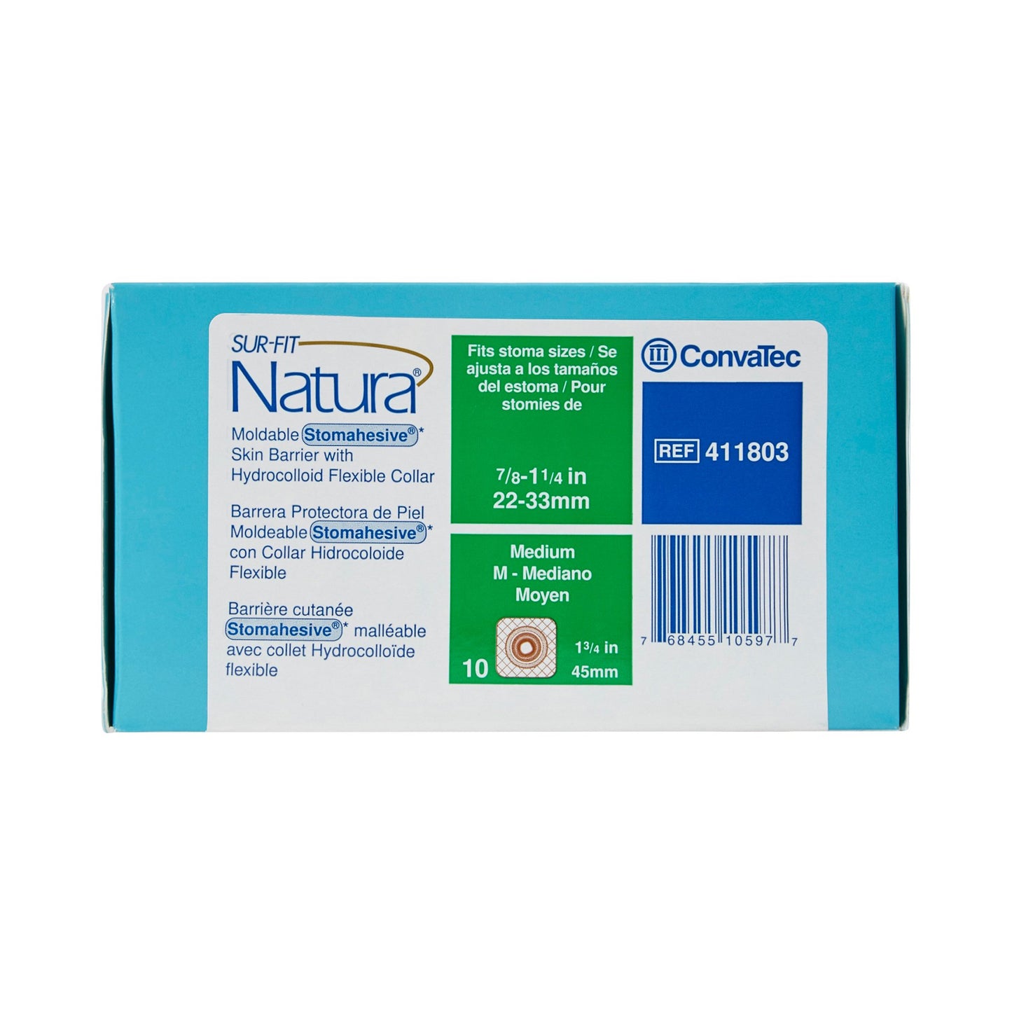 Sur-Fit Natura® Stomahesive® Ostomy Barrier Moldable, Standard Wear Without Tape 45 mm Flange Sur-Fit Natura® System Hydrocolloid 7/8 to 1-1/4 Inch Opening (581640_BX)