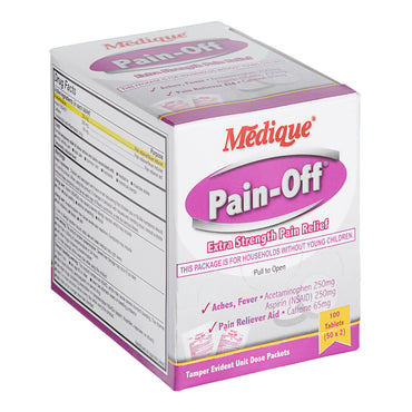 Pain-Off® Pain Relief 250 mg - 250 mg - 65 mg Strength Acetaminophen / Aspirin / Caffeine Tablet 100 per Box (1232803_BX)