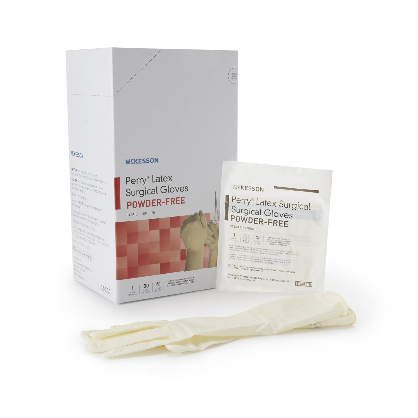 McKesson Perry® Surgical Glove Size 6.5 Sterile Latex Standard Cuff Length Smooth Cream Chemo Tested (1044705_PR)