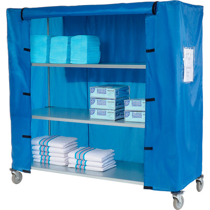 Nexel Galvanized Steel Linen Cart with Nylon Cover, 4 Shelves, 60"L x 24"W x 69"H (WB436934)