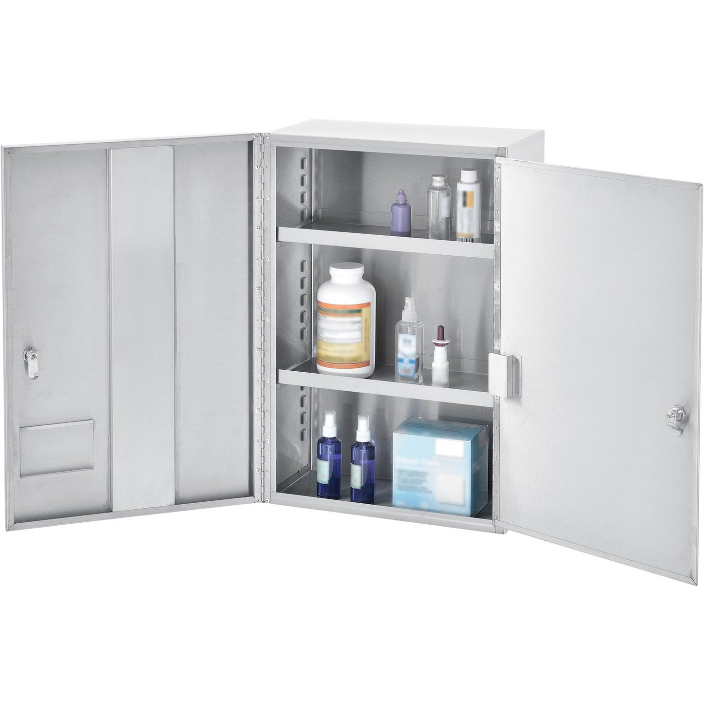 Global Industrial Stainless Steel Narcotics Cabinet W/Double Door/Double Lock, 16"Wx8"Dx24"H (WB436951SS)