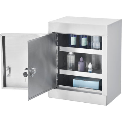 Global Industrial Stainless Steel Narcotics Cabinet W/Double Door/Double Lock, 12"Wx8"Dx15"H (WB436952SS)