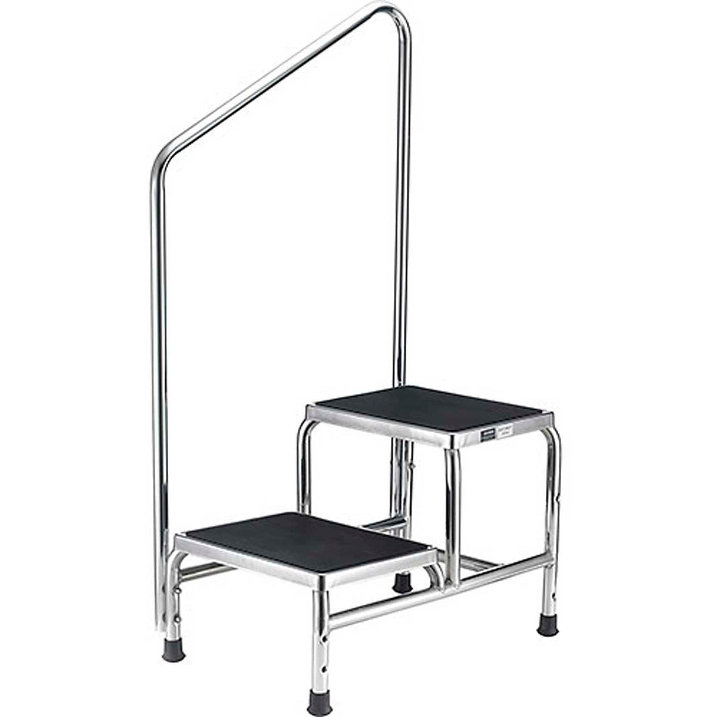 Global Industrial Chrome Two-Step Foot Stool With Handrail (WB436961HR)