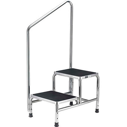Global Industrial Chrome Two-Step Foot Stool With Handrail (WB436961HR)