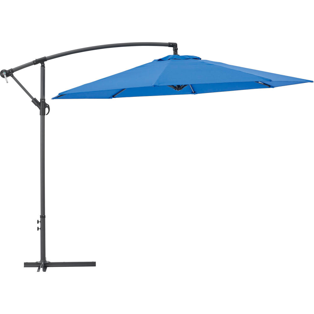 Global Industrial Cantilever Umbrella w/ Crank, Tilt & Cross Brace, Olefin Fabric, 10'W, Blue (WB436972BL)