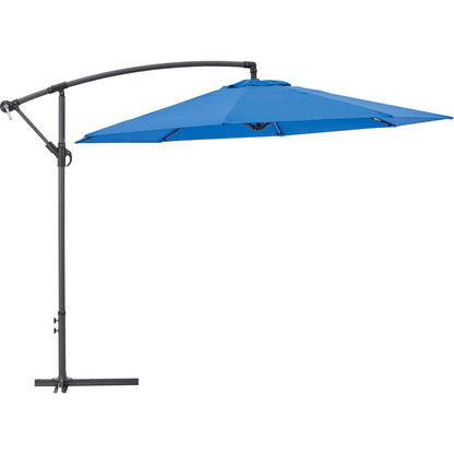 Global Industrial Cantilever Umbrella w/ Crank, Tilt & Cross Brace, Olefin Fabric, 10'W, Blue (WB436972BL)