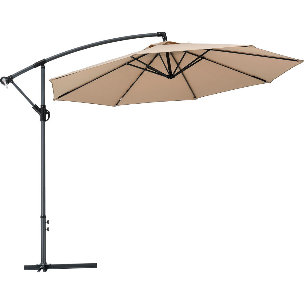 Global Industrial Cantilever Umbrella w/ Crank, Tilt & Cross Brace, Olefin Fabric, 10'W, Tan (WB436972TN)
