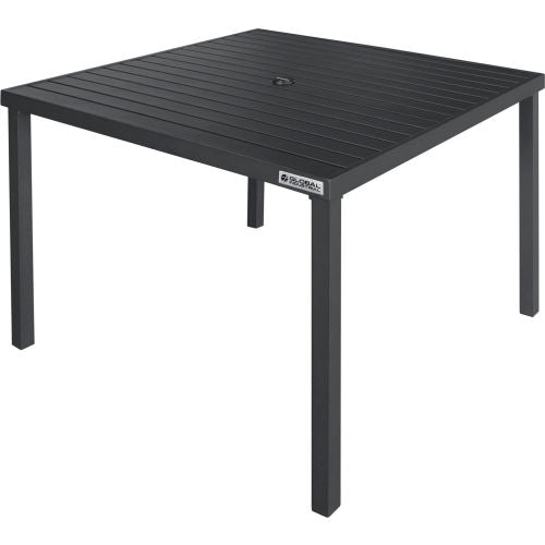 Global Industrial 40" Square Aluminum Slatted Dining Table, Black (WB437005BK)