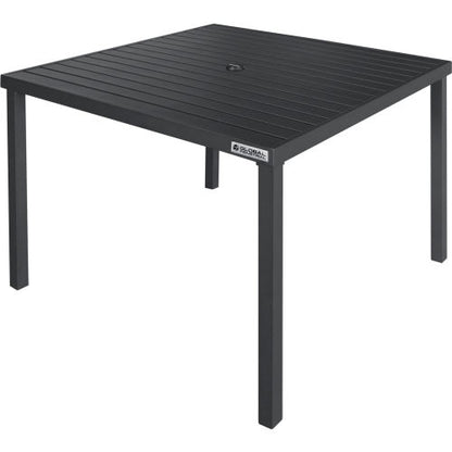 Global Industrial 40" Square Aluminum Slatted Dining Table, Black (WB437005BK)