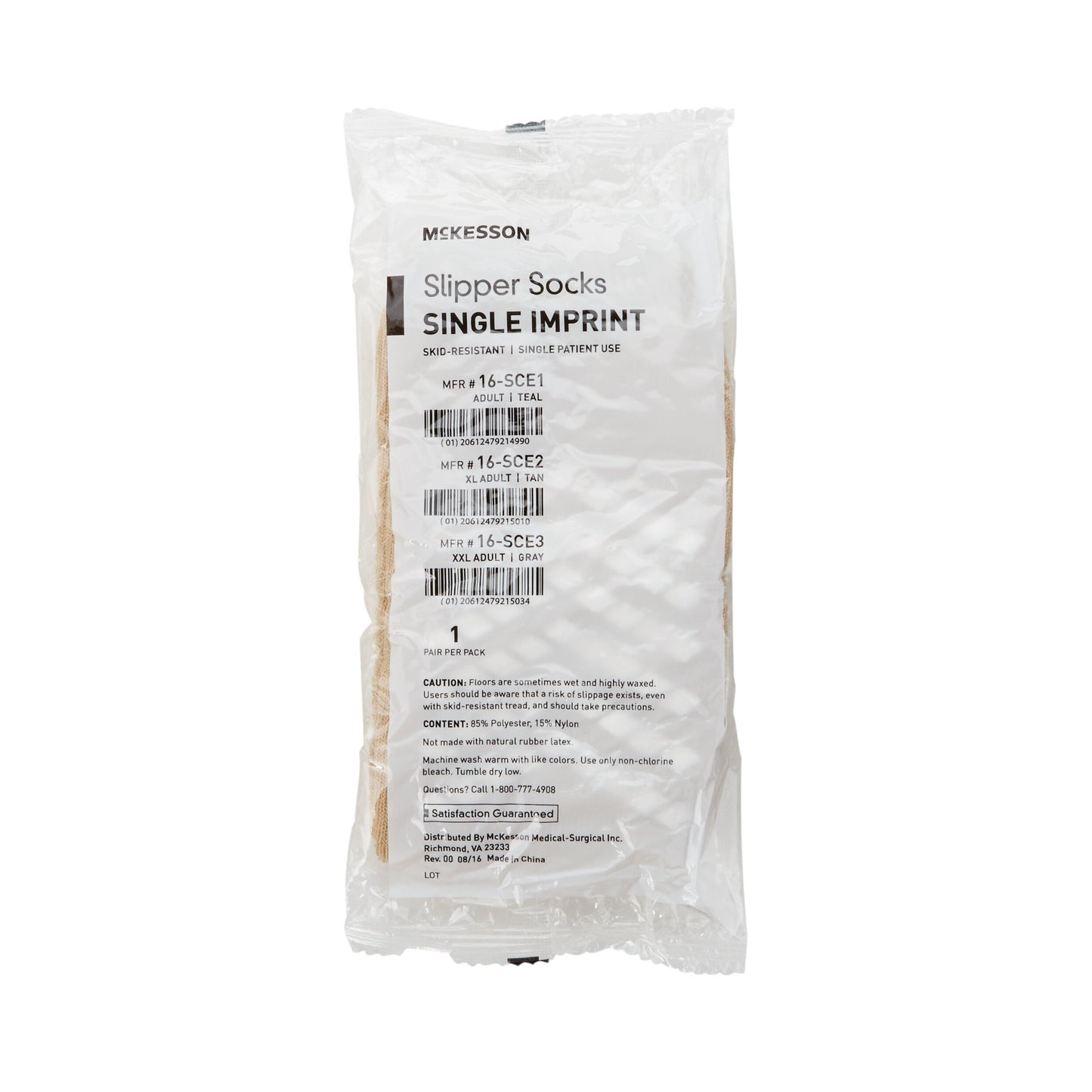 McKesson Slipper Socks Unisex Adult X-Large Single Tread Single Patient Use Tan (1038460_PR)