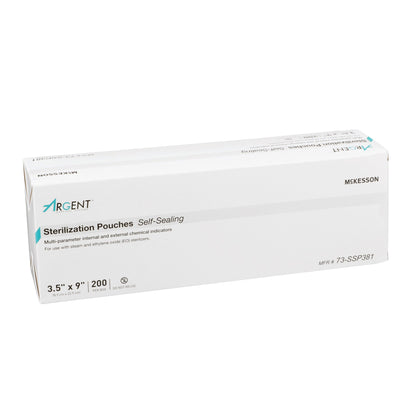 McKesson Argent™ Sure-Check® Sterilization Pouch Ethylene Oxide (EO) Gas / Steam 3-1/2 X 9 Inch Transparent / Blue Self Seal Paper / Film (527134_CS)