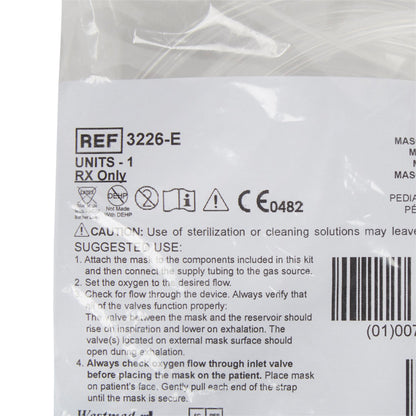 McKesson NonRebreather Oxygen Mask Elongated Style Pediatric Adjustable Head Strap (1053284_CS)