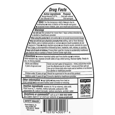 Orajel® Oral Pain Relief Liquid 16 oz. (1231271_EA)