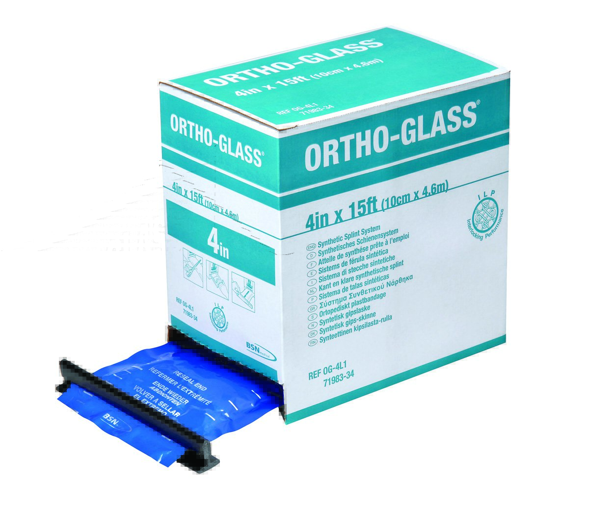 ORTHO-GLASS® Padded Precut Splint 3 X 12 Inch Fiberglass White (418811_BX)