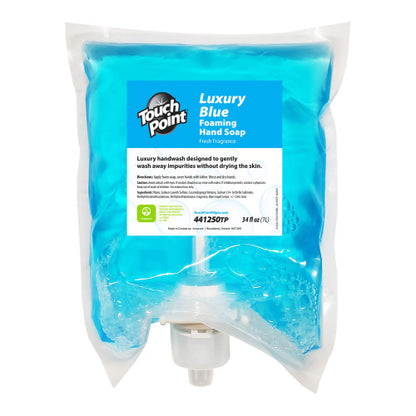 Touch Point® Luxury Blue Foaming Hand Soap, 34 fl oz, Case of 4 (HOS441250TP)