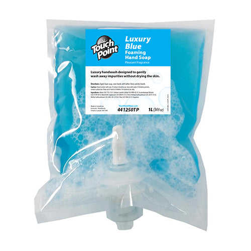 Touch Point® Luxury Blue Foaming Hand Soap, 34 fl oz, Case of 4 (HOS441250TP)