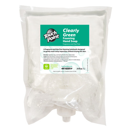 Touch Point® Clearly Green Foaming Hand Soap, 34 fl oz, Case of 4 (HOS441650TP)