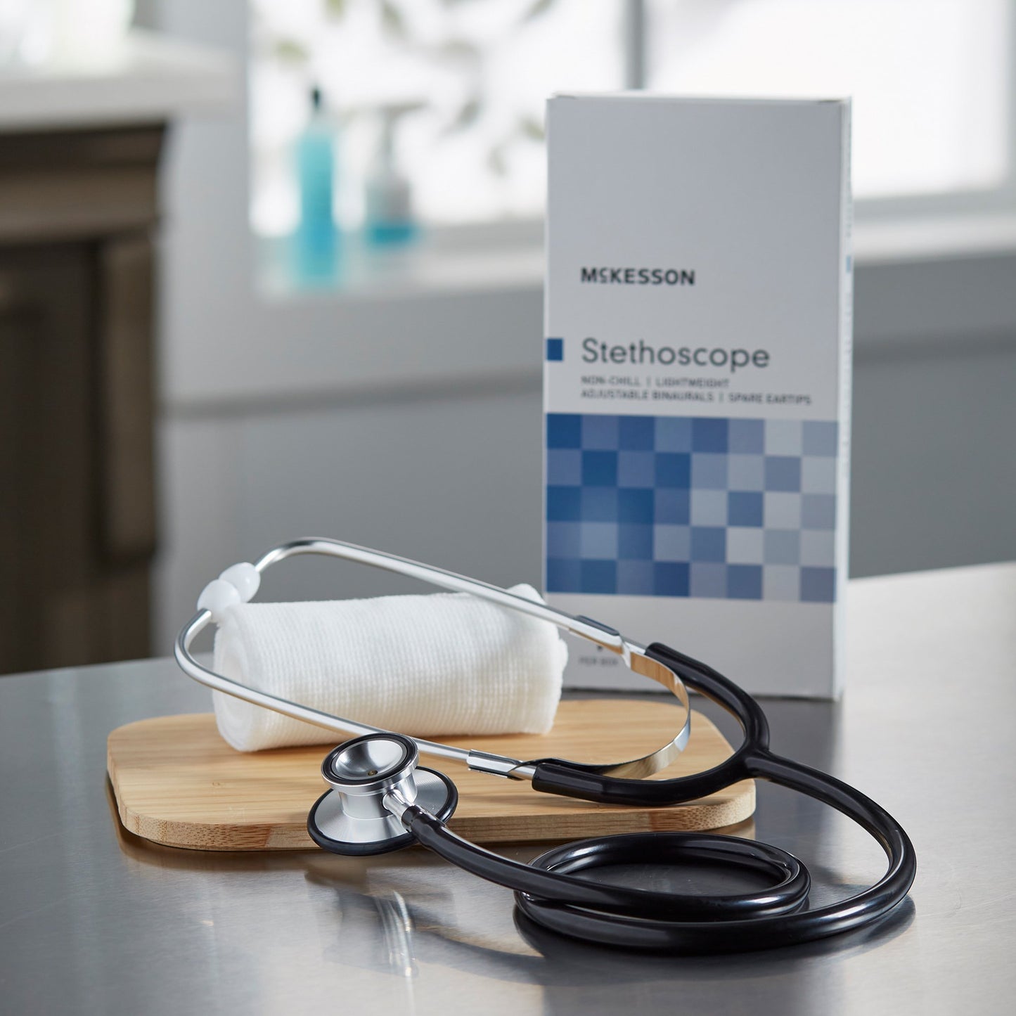 McKesson General Exam Stethoscope Black 1-Tube 22 Inch Tube Double Sided Chestpiece (363744_EA)