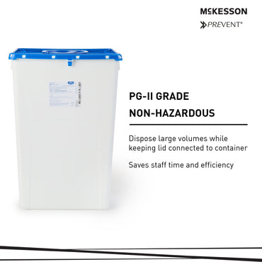 McKesson Prevent® Pharmaceutical Waste Container White Base 24-3/5 H X 17-3/10 W X 13 L Inch Vertical Entry 18 Gallon (1011863_CS)