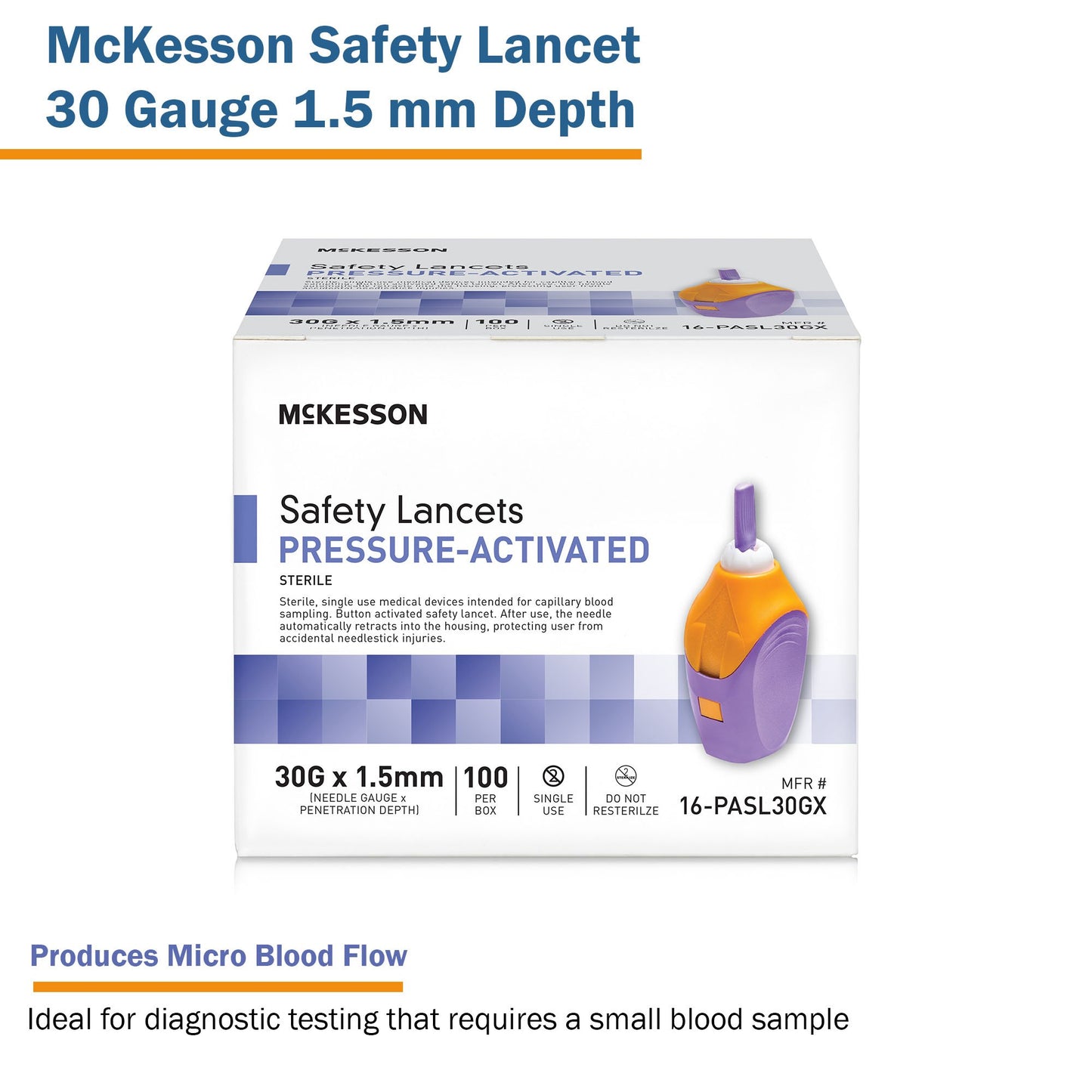 McKesson Safety Lancet 30 Gauge Retractable Pressure Activated Finger (1217983_CS)
