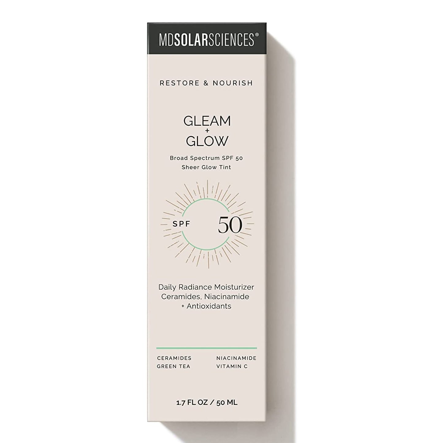 MDSolarsciences™ Gleam + Glow SPF50 Facial Moisturizer with Sunscreen 1.7 oz. Tube Scented Cream (1230944_PK)
