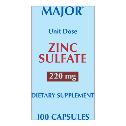 Major Pharmaceuticals Mineral Supplement Zinc Sulfate 220 mg Strength Capsule 100 per Box (1215377_BX)