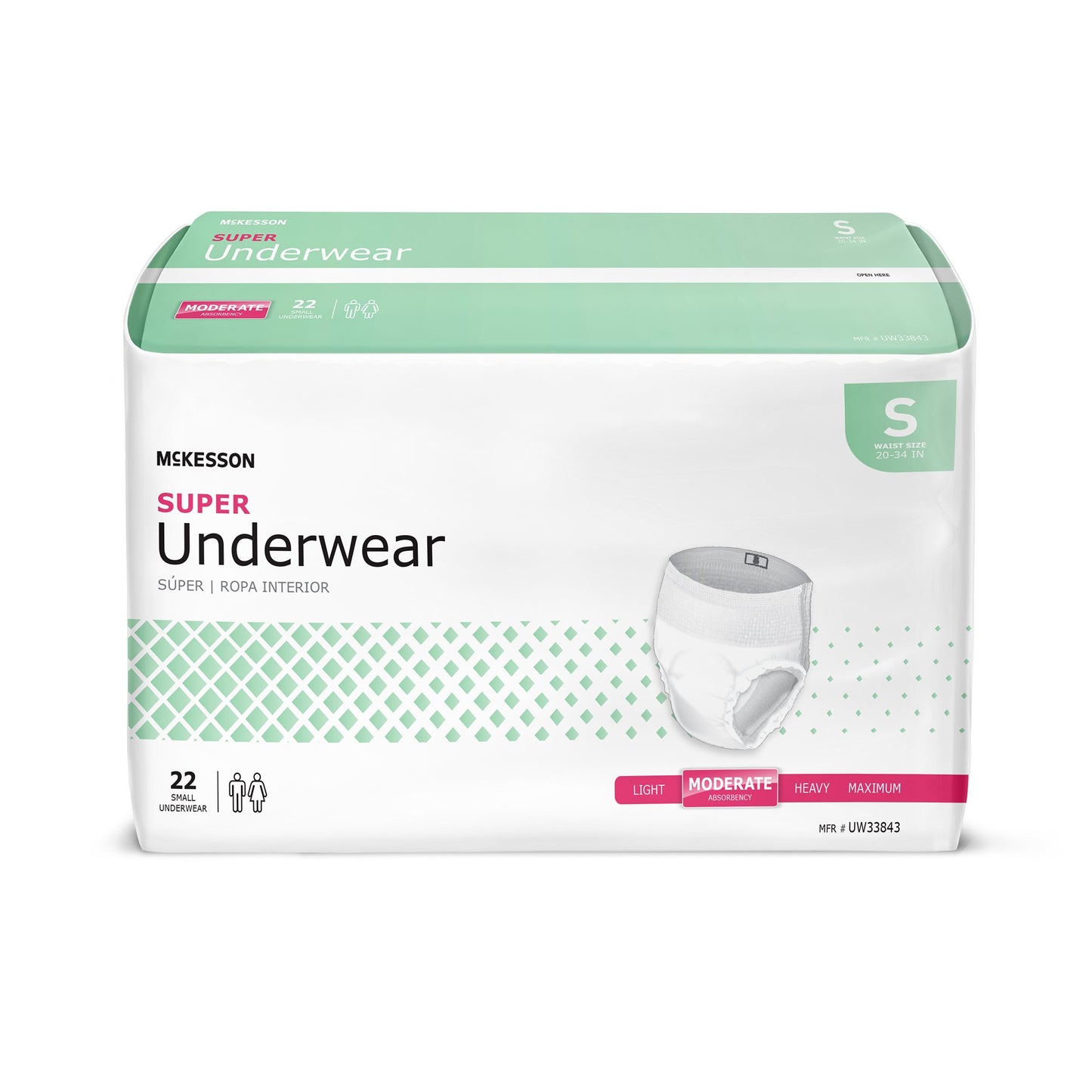 McKesson Unisex Adult Absorbent Underwear Pull On with Tear Away Seams Small Disposable Moderate Absorbency (1222510_BG)