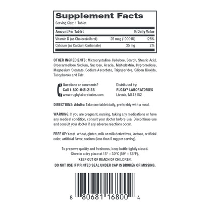 Major Pharmaceuticals Vitamin Supplement Vitamin D3 25 mcg Strength Tablet 90 per Bottle (1167793_BT)