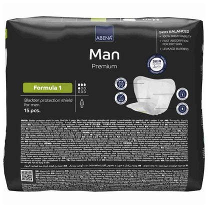 Abena® Premium Man Bladder Control Pad 9 X 11.4 Inch Moderate Absorbency Fluff / Polymer Core Size 1 (1218253_PK)
