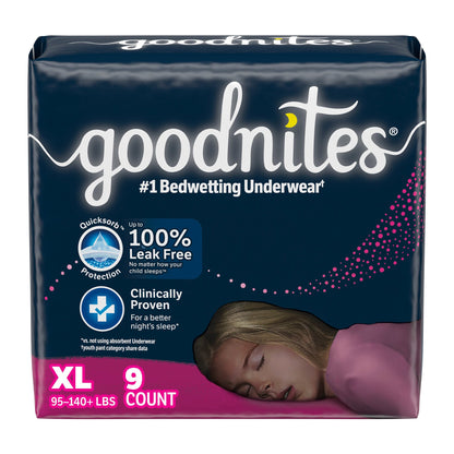 GoodNites® Female Youth Absorbent Underwear Pull On with Tear Away Seams X-Large Disposable Heavy Absorbency (1246171_CS)