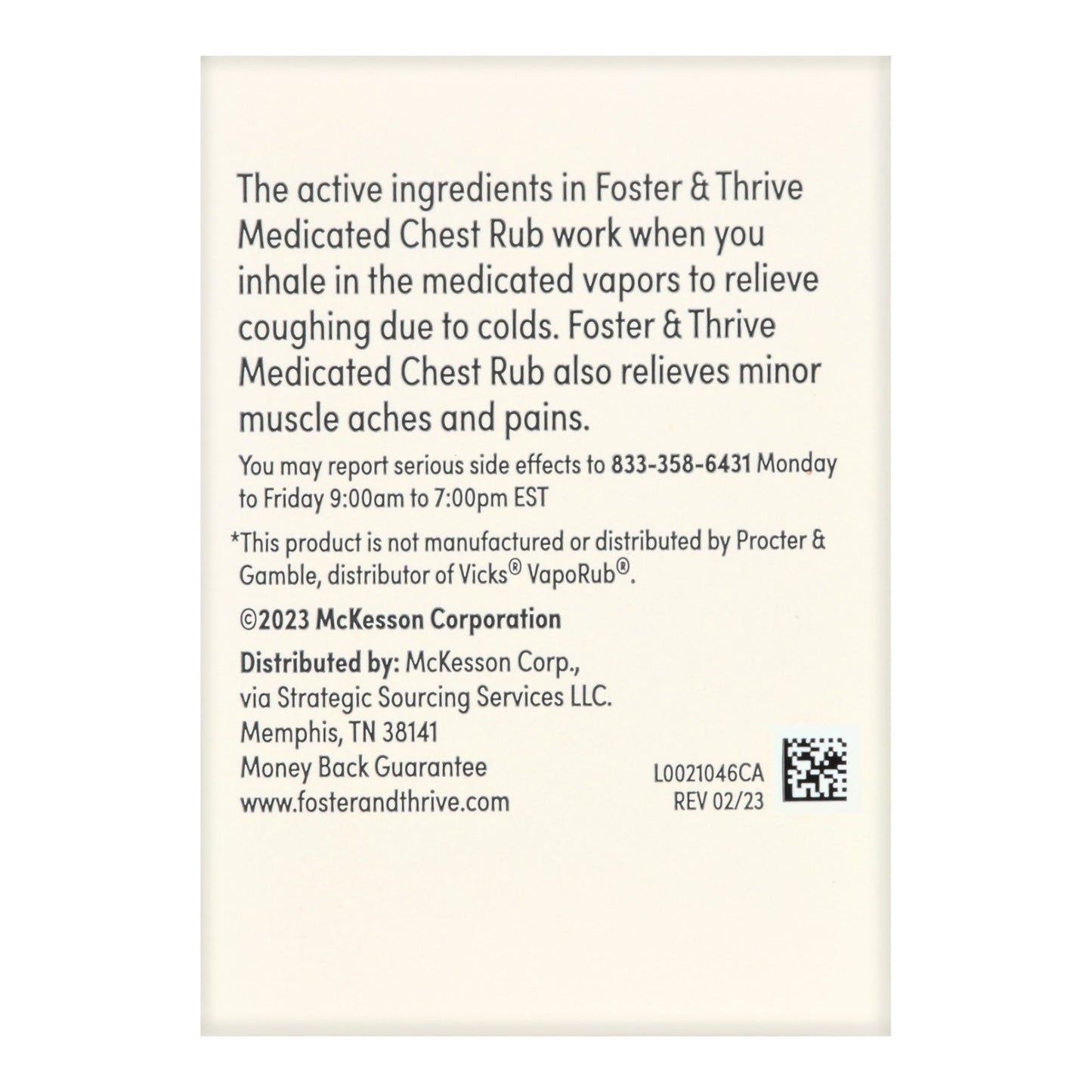 Foster & Thrive™ Chest Rub 4.8% - 1.2% - 2.6% Strength Ointment 3.5 oz. (1235084_EA)